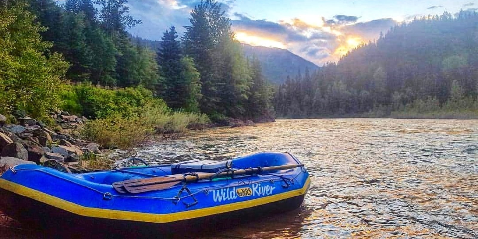 Wild River boat on the Flathead River during a Flathead River Float Trip