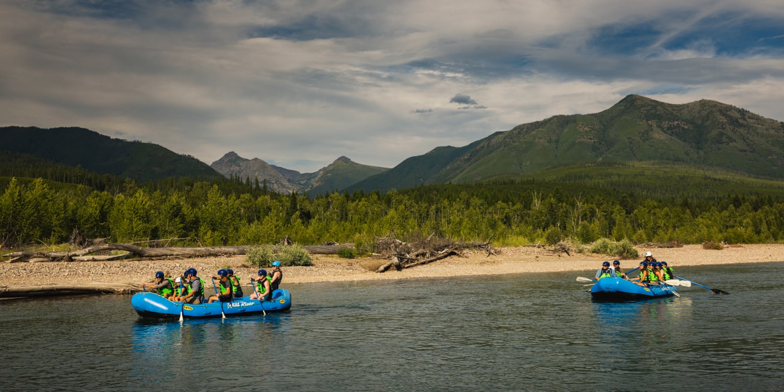 Two Wild River boats on a Flathead River Float Trip with Wild River