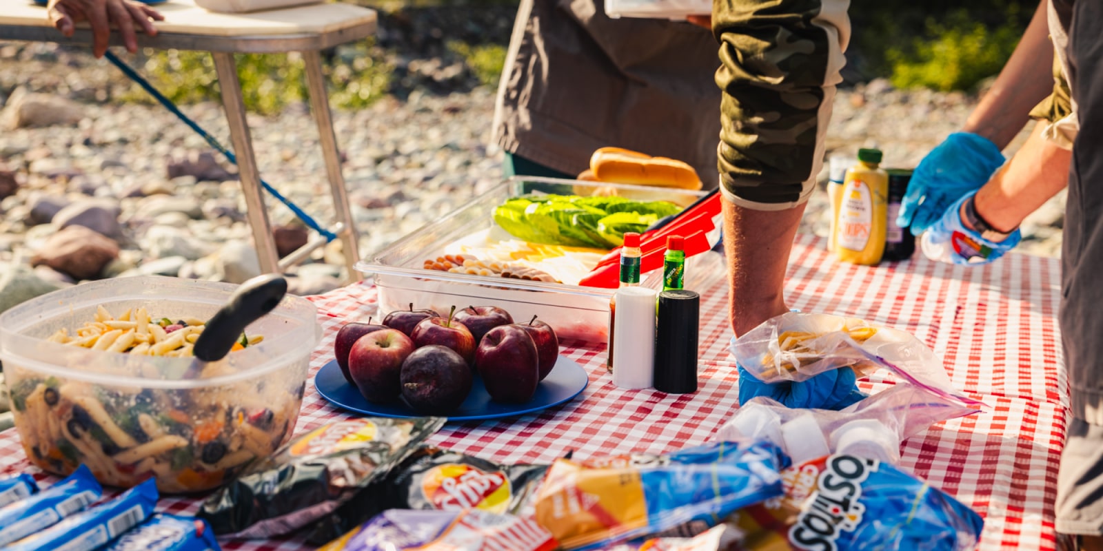 Dinner and rafting with Wild River on an overnight raft trip near Glacier, MT